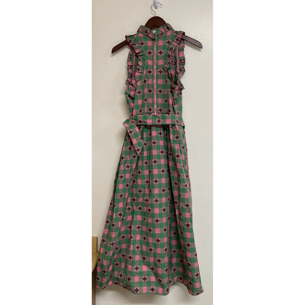 NWT Kate Spade‎ New York Green Pink Plaid Gingham Dress Women's 8 MSRP $598 - Picture 5 of 11
